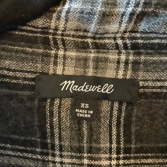 Women’s Gray/Black Madewell Plaid Flannel Long Sleeve Shirt Size X-Small - Picture 3 of 4